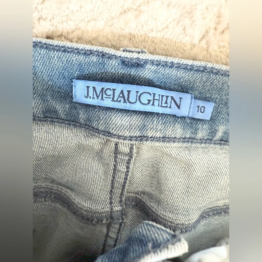 J McLaughlin Clearwater Jeans Womens 10 Lt Blue Pintuck Bootcut High Rise